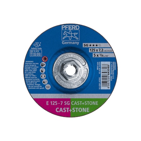 Pferd Grinding Wheel, Masonry, T27, 5"x 1/4 61509